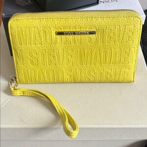 Steve Madden Bright Yellow Embossed Wristlet